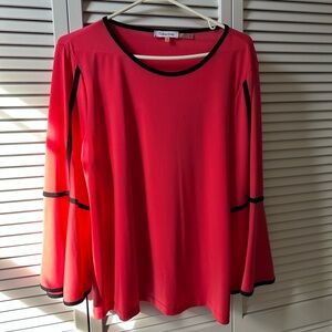 Calvin Klein Women's salmon Blouse with Black Trim